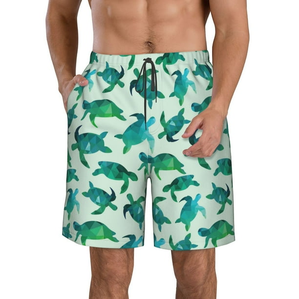 Fotbe Green Sea Turtle Trajes de Baño Estampados para Hombre, Shorts de Verano de Secado Rápido, Ropa de Playa, Bañadores-X-Large