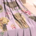thumbnail image 3 of Pink Highland Cow Flower Pattern Blanket,Comfortable Soft Flannel Throw Blanket,All Season,Warm Lightweight Blankets for Sofa Bed Couch Living Room Chair,30"x40", 3 of 4