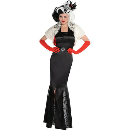101 Dalmatians Cruella De Vil Costume for Adults, Size Medium, Includes a Dress