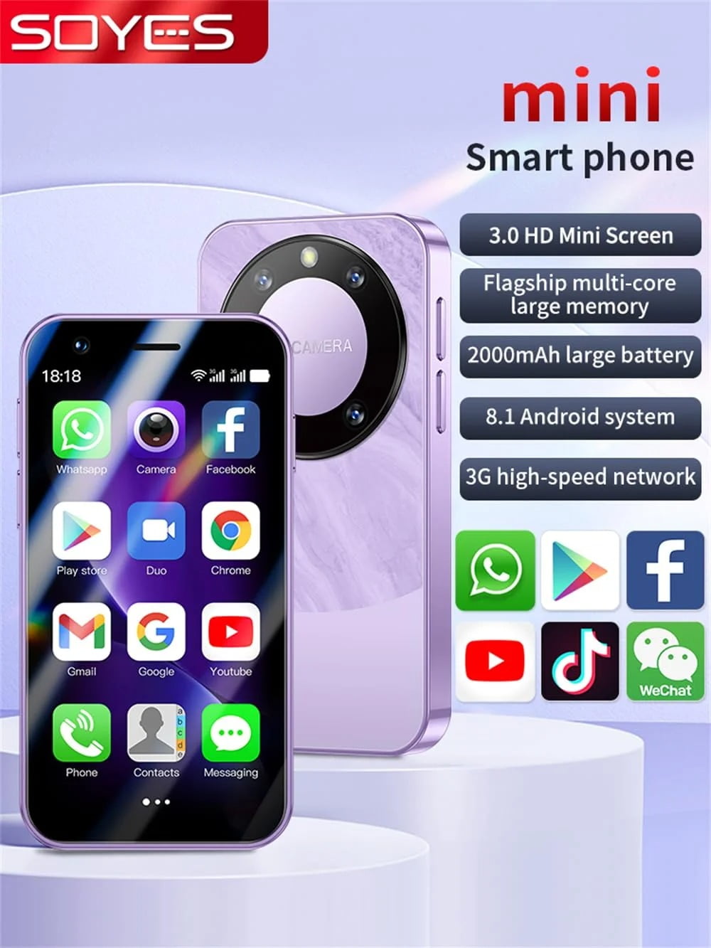 Unlock an Adventure with SOYES F8 Pro Max Mini Smartphone for Kids: 3-Inch Small Size 3G Mobile Phone 1GB RAM 16GB ROM Android 8.1 WiFi MP3 MP4 Bluetooth - Ideal Gift for Novel Student Cellphone