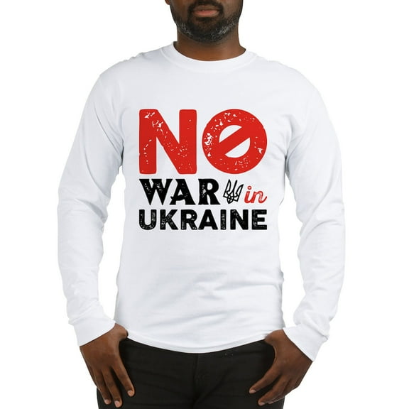 CafePress - No War In Ukraine Long Sleeve T Shirt - Unisex Cotton Long Sleeve T-Shirt
