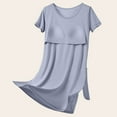 thumbnail image 4 of ylioge Womens Crew Neck Nightgowns with Built in Bras Short Sleeve Sleepshirts Ladies Casual Solid Pullover Loungewear Tshirts Dresses, 4 of 8