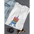thumbnail image 3 of Donut Lover Narwhal Graphic Women White T-Shirt, Female XX-Large, 3 of 4