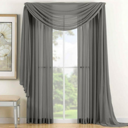 Qutain Linen Solid Viole Sheer Scarf Window Valance Topper 37