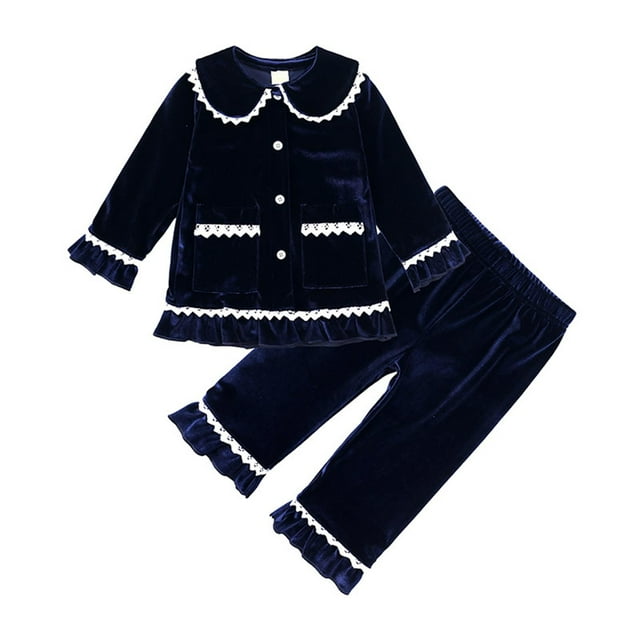 Ensemble de Pyjama à Manches Longues pour Filles, Tenue de Nuit Confortable pour Tout-Petits, Pyjama Deux Pièces pour Enfants, Vêtement de Nuit Douillet