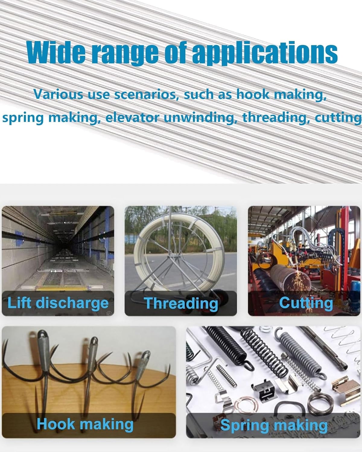 Gamvdout Stainless Steel Spring Wire Hard Wire Full Hard Wire Straight Wire 0.4 0.6 0.8 1.0 1.2 1.4 1.6 1.8 2.0mm Spring Steel Wire 500mm 20inch, 20pcs