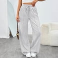thumbnail image 3 of WULMLEO Fleece Wide Leg Sweatpants Women Trendy Straight Leg Baggy Sweat Pants Lounge High Waisted Drawstring Sweatpants Gray S, 3 of 6