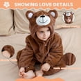 thumbnail image 3 of Sewkxo Toddlers Bear Costume Cosplay Rompers Flannel Fuzzy Fall Winter Hooded Jumpsuits,Brown 100, 3 of 6