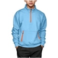 thumbnail image 3 of YOUYEDIAN Boys Half Zip Sweatshirt Kids Casual Long Sleeve Mock Neck Pullover Hoodie with Pockets, 3 of 5