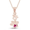 thumbnail image 3 of AFFY Heart Cut Simulated CZ Paw Print Style Drop Pendant Necklace in 14K Rose Gold Over Sterling Silver, 3 of 5
