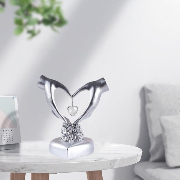 Escultura de de mano pareja decoración para hogar estatua de amor romántico moderno para decoración de escritorio de estantería de oficina BS8046 Macarena Estatua del gesto del corazón