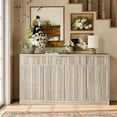 thumbnail image 5 of TIQLAB 55" Large Fluted Buffet Cabinet with Storage, Modern Credenza with Adjustable Shelves, Mid Century Sideboard, Media Console for Living Dining Room Kitchen Entryway Hallway, Light Walnut, 5 of 15