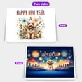 thumbnail image 2 of Happy New Year with Poodle Fireworks Holiday Xmas Winter 2025 7x5in Folded Greeting Card Poodles Dog Lover Gifts Idea Single Note Card with Envelope - 00025, 2 of 5