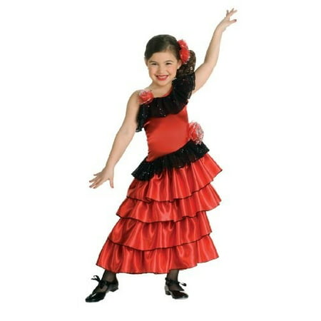 Child\'s Red and Black Spanish Princess Costume, Medium