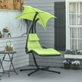thumbnail image 2 of Outsunny Chaise Hamac d'Extérieur avec Support, Parasol, Vert, 2 of 9