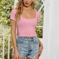 thumbnail image 5 of Rezuofi 2 Pcs Women Short Sleeve Tops Scoop Neck Ribbed Knit Slim Fitted Basic Tee Shirts 2025 Casual Summer Trendy Clothes, 5 of 5