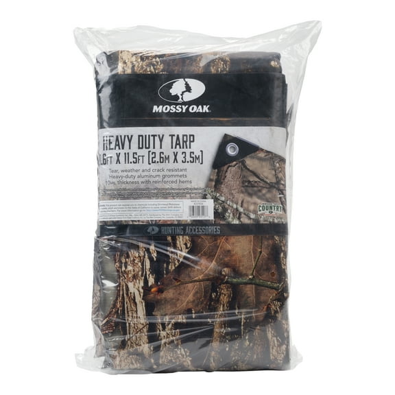 Mossy Oak Waterproof Hunting Camo Tarp, 8.6' L x 11.5' W, Mossy Oak Break Up Country Camo, PE Tarpaulin, 1.97 lb