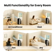 Whynter Dual Hose Portable AC 14,000 BTU, 500 Sq Ft, Heater Dehumidifier Fan with Carbon Filter