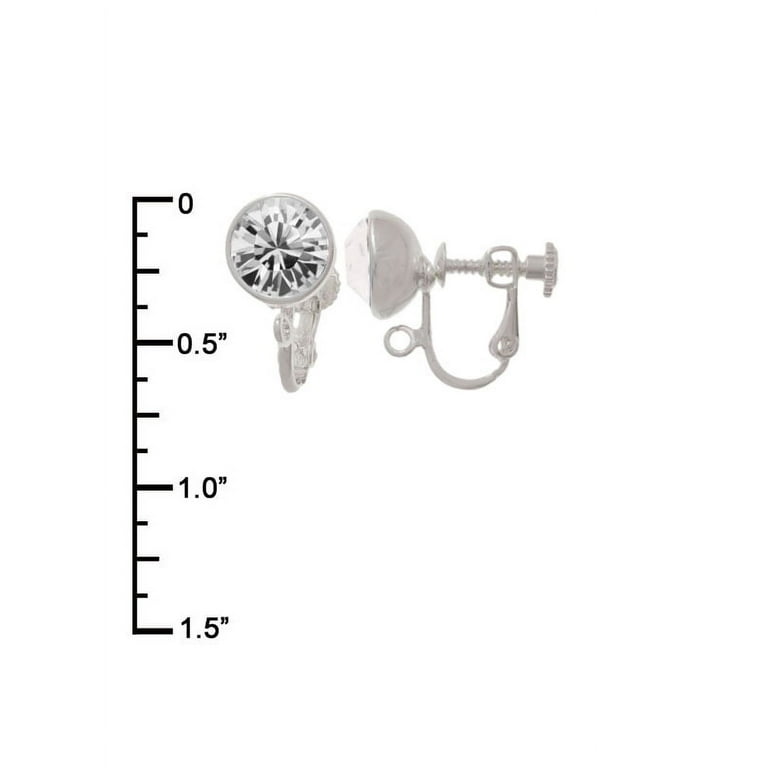 ピアス Silvertone Crystal Heart Stud Clip-On Earrings Silvertone Small ''Best Friend'' Heart Clear Crystal Clip On