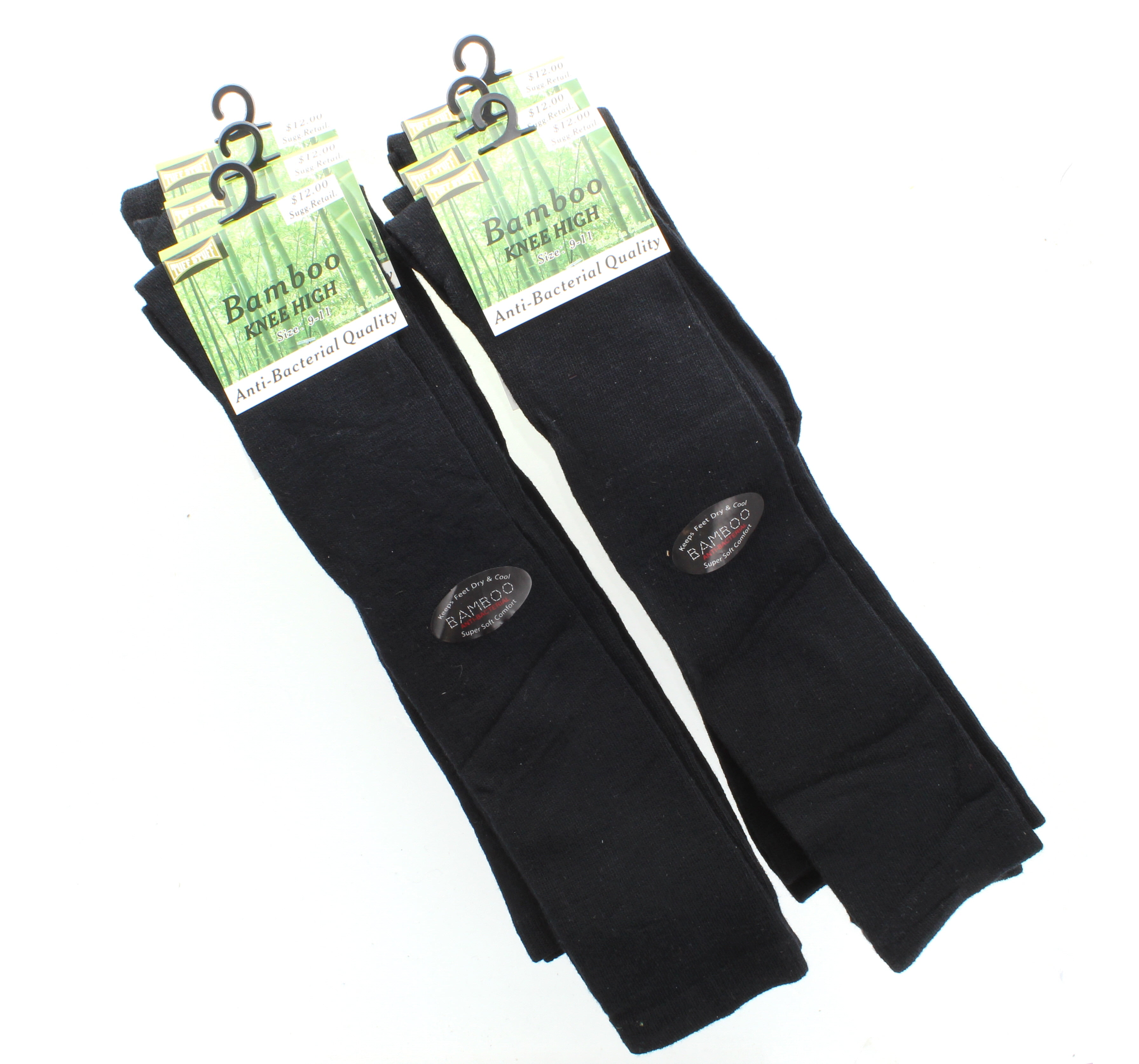 6 Pairs Women's Bamboo Knee High Socks Black Size 911