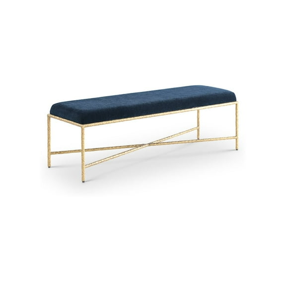 Meridian Furniture Valley Navy Chenille Fabric Bench