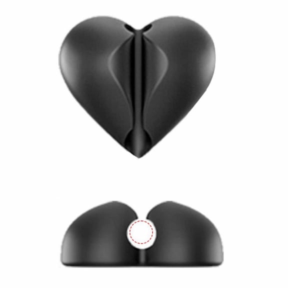OADUKQ Cable Organizer, Heart-Shaped Cord Holder with Flexible, Desk Bedside and Vehicle (Black 1-Slot, 1.34 X 1.18 X 0.24 in)