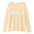 thumbnail image 7 of Bathing Suit Cover Up for Women Beach Cover Up Letter Print Long Sleeve Sweater Sweatshirts V Neck Split Hem Crochet Jumper Top, 7 of 7