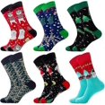 thumbnail image 1 of 6 Pair Unisex Christmas Socks One Size Fits All Adult Kids Women Men Winter Holiday Season Present Funny Sock, 1 of 5