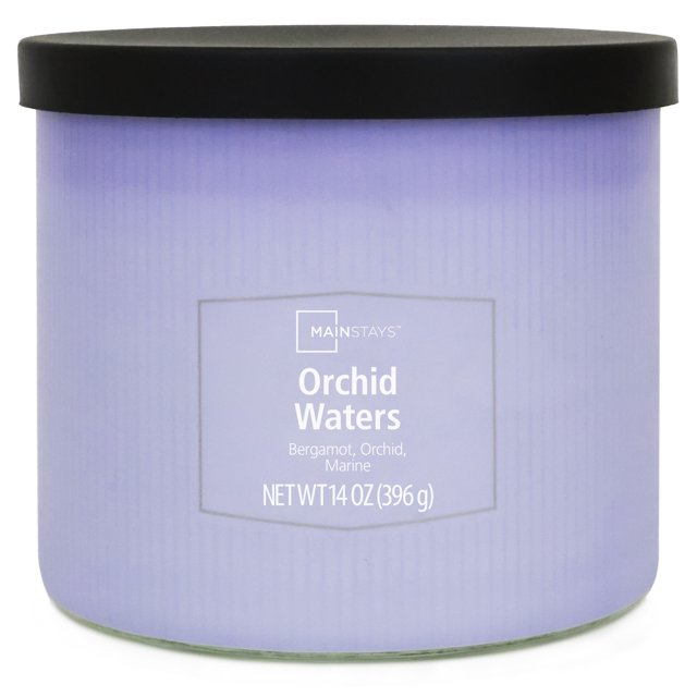 Mainstays 3-Wick Textured Wrapped Orchid Waters Scented Candle, 14 oz