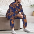 thumbnail image 7 of Lsque Golden Maple on Navy Blue Pattern Long Sleeve Pajama Set for Men - Soft 2-Piece Sleepwear and Loungewear Set with Pockets, Comfy Nightwear-Large, 7 of 7