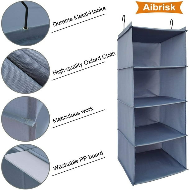 Aibrisk hanging closet organizer shelves collapsible hanging closet shelves storage organizer oxford cloth sale