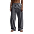 thumbnail image 2 of Hsovts Casual Wide Leg Sweatpants for Men, Soft Fleece Loose Trousers with Side Pockets, Elastic Drawstring Waist Open Cuff Streetwear Pants Gray 3xL, 2 of 4