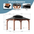 thumbnail image 2 of Modern Shade Rosewood 11'x13’ Hardtop Gazebo, Cedar Framed Rosewood Pavilion with Double Galvanized Steel Roof, Permanent Patio Gazebo for Outdoor Brown, 2 of 8