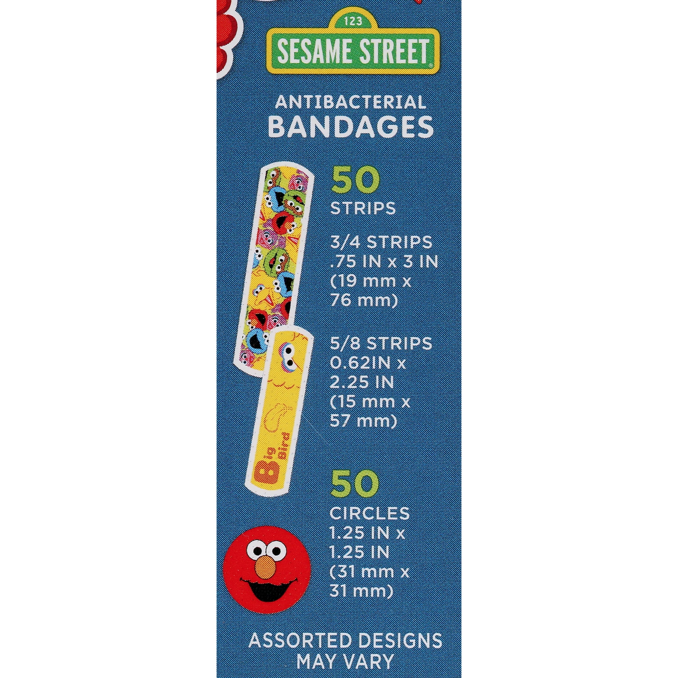 Sesame Street Kids Bandages, Strips & Circle Shaped Adhesive Bandages, 100 Count by Careband
