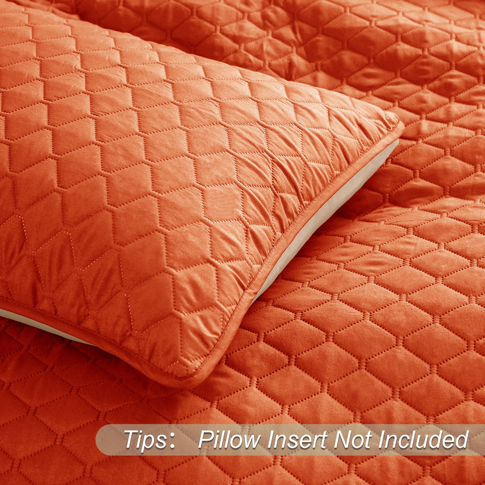Exclusivo Mezcla Queen Quilt Set, 3-Piece Lightweight Queen Quilts Soft Bedspreads Bed Coverlets, Burnt Orange, 90"x96"