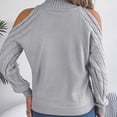 thumbnail image 5 of UAMVSH Cold Shoulder Sweaters for Women Turtleneck Tops Fall Comfy Long Sleeve Soft Cable Knitted Pullovers Trendy Going out Sweaters(Small,Gray), 5 of 7