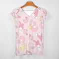 thumbnail image 3 of Kuromi And My Melody Womens Summer Tops Ruffle Short Sleeve Tunic Tops V Neck Loose Fit Flowy T-Shirts, 3 of 7