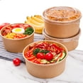 thumbnail image 4 of Cuencos desechables de papel kraft Lyellfe, 750 ml, con tapa, 50 unidades, 4 of 6