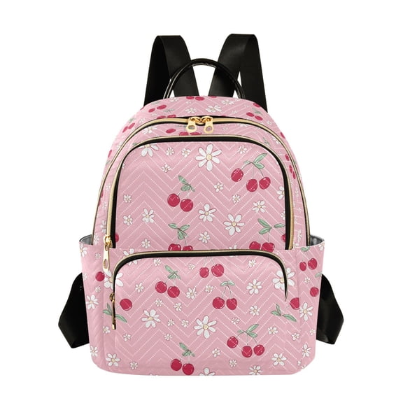 FORMRS Mini Backpack Purse for Women Quilted Travel Daypack Casual Shoulder Bag, Pink Cute Cherry Pattern