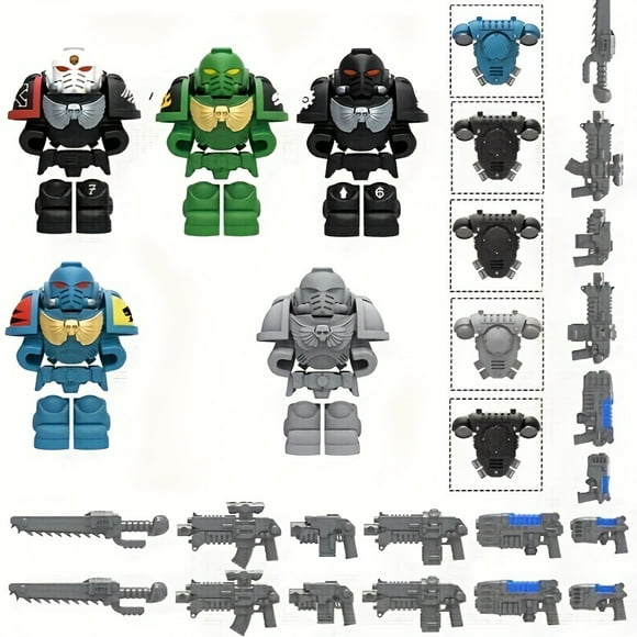 5Pcs Mini Building Block Figure Accessories Set - Action-Packed Science Fiction Weapons, Customizable Backpacks & Detailed Armors - Perfect Gift for Friends on Christmas, Thanksgiving & New Year