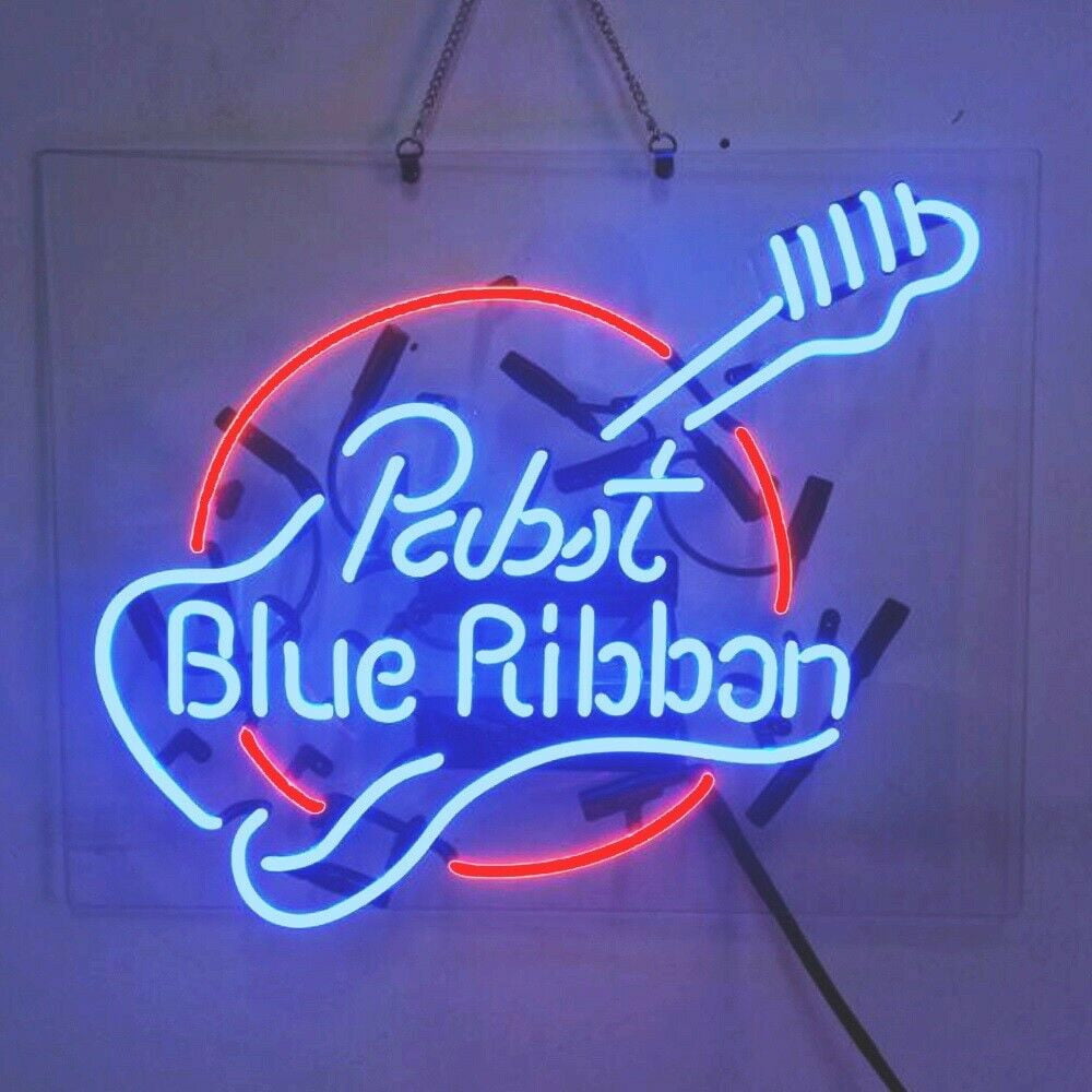 New Pabst Blue Ribbon Clover Beer Neon Light Sign 17"x14" Real Glass Man Cave 