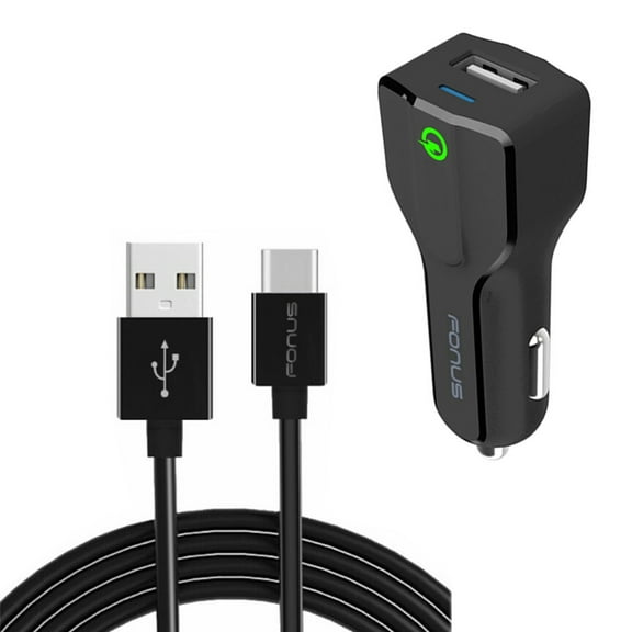 Car Charger for Samsung Galaxy S24/Ultra/Plus Phone - 18W Fast USB Port 6ft Cable Type-C Quick Charge DC Socket for Galaxy S24/Ultra/Plus