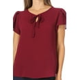 thumbnail image 5 of Women's Casual Petal Sleeve Blouse with Ribbon Tie and Keyhole Neckline, 5 of 6