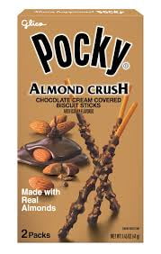 Pocky Almond Crush Chocolate Biscuit Sticks, Japanese Snack Treat, Crunchy Almond Coated Sticks, 10 Count,( 1.45 oz Each)