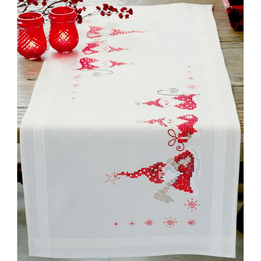 Gnomes Christmas Table Runner Stamped Embroidery Kit16"X40" Walmart