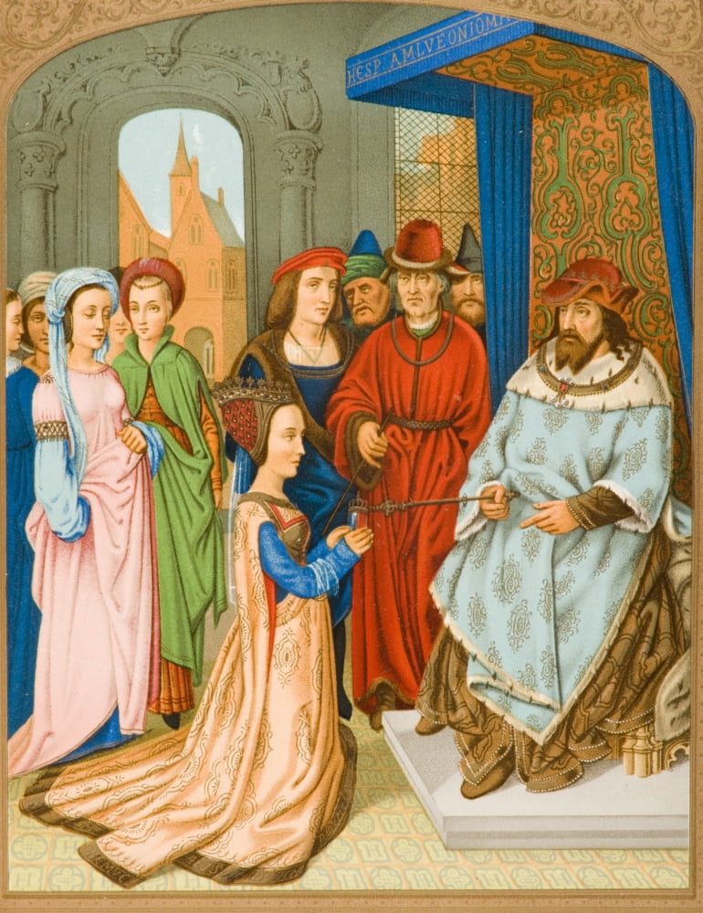 The Queen Of Sheba Before Solomon 15Th Century Costume Facsimile Of Miniature From Breviary Of Cardinal Grimaldi Attributed To Memling In Library Of San Marco Venice Canvas Art - Ken Welsh Design Pic