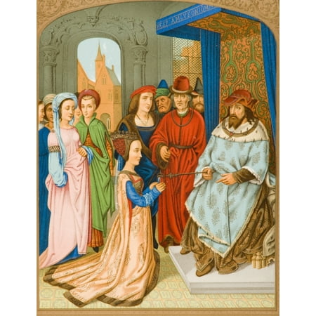 The Queen Of Sheba Before Solomon 15Th Century Costume Facsimile Of Miniature From Breviary Of Cardinal Grimaldi Attributed To Memling In Library Of San Marco Venice Canvas Art - Ken Welsh  Design