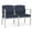 Batik Blue, variant on Amherst Steel Reception Waiting 2-Seat Chair / Silver Steel / Light Gray