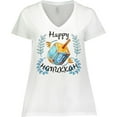 thumbnail image 3 of Inktastic Happy Hanukkah Dreidel and Laurels Women's Plus Size V-Neck T-Shirt, 3 of 5