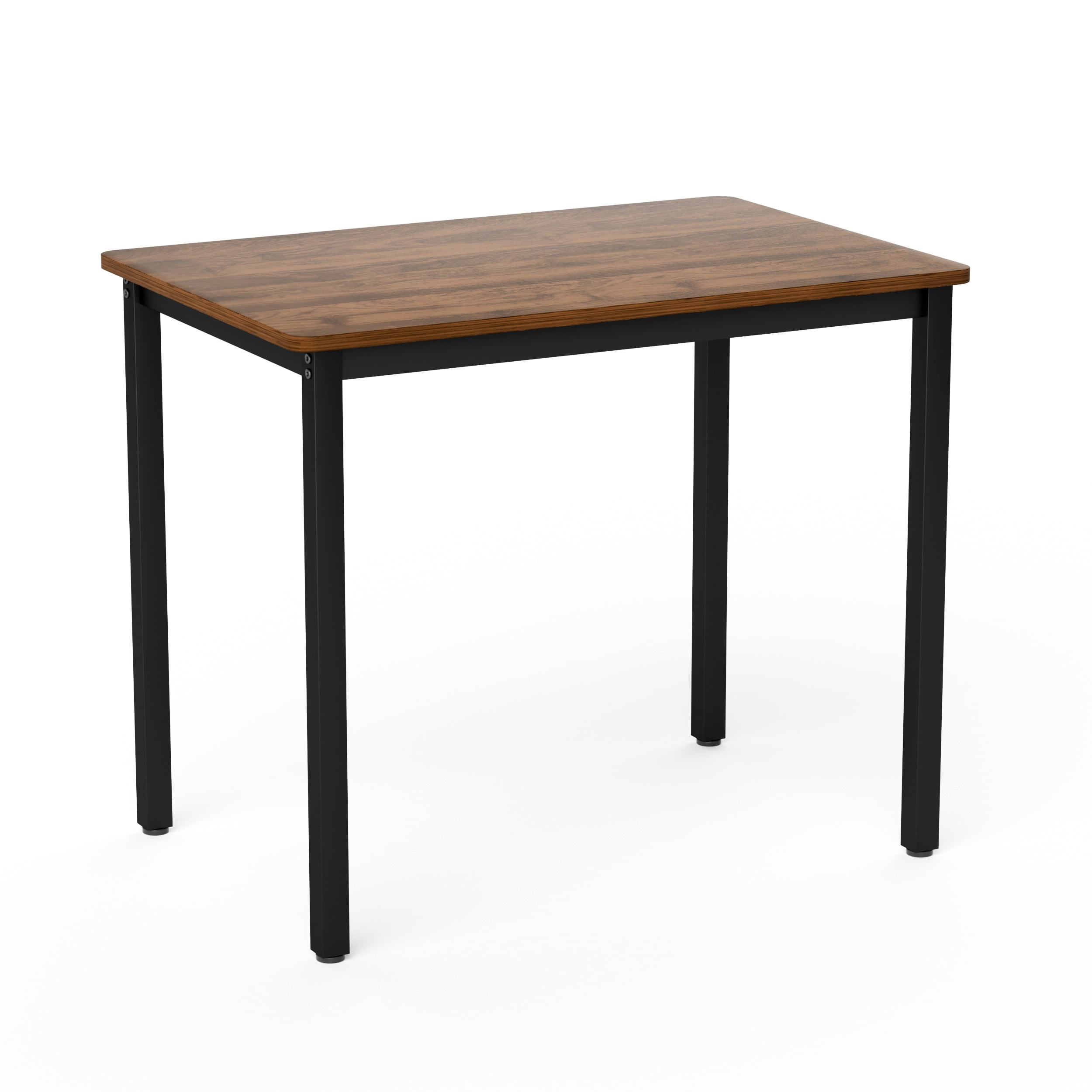 Dining Table Set for 4, Bar Table with 2 Benches, Industrial Kitchen Counter Set, Particle Board with Melamine Veneer, Steel Frame, for Kitchen Breakfast Living Room, Walnut